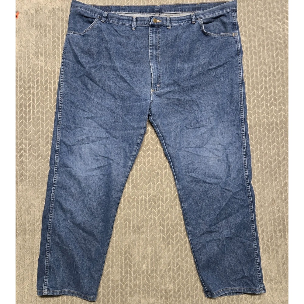 Wrangler Authentic Jeans Mens 50x30 Regular Fit Blue Medium Wash Denim 85900DW